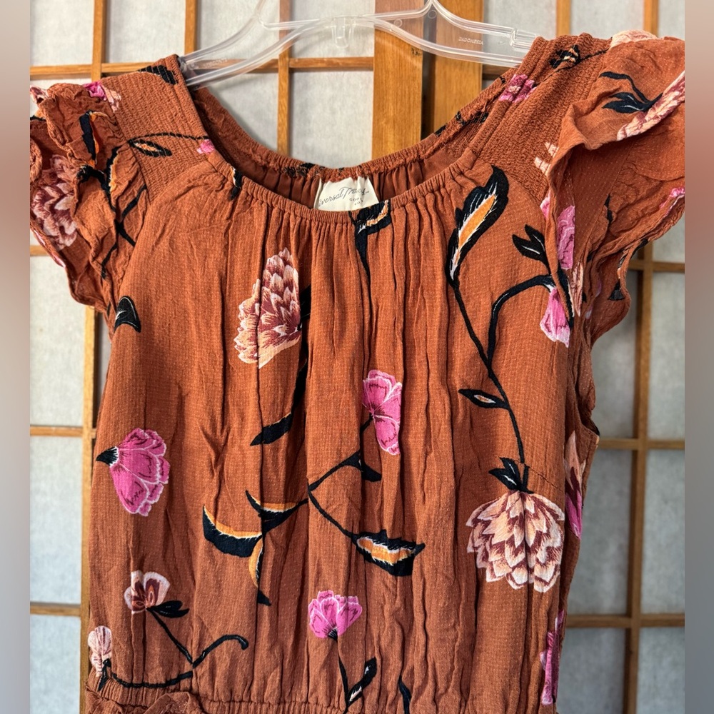 Universal Thread Orange Flutter Sleeve Smocked Dress XS